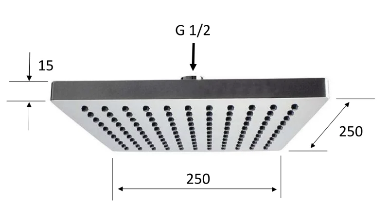 Верхний душ с шарнирным соединением 25 см Remer 356SD25X, хром