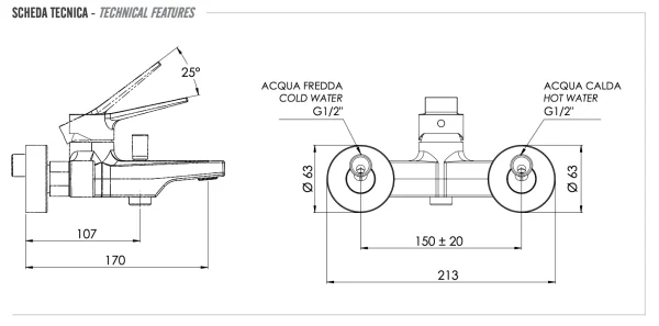 Смеситель для ванны Remer Slash SL05, хром