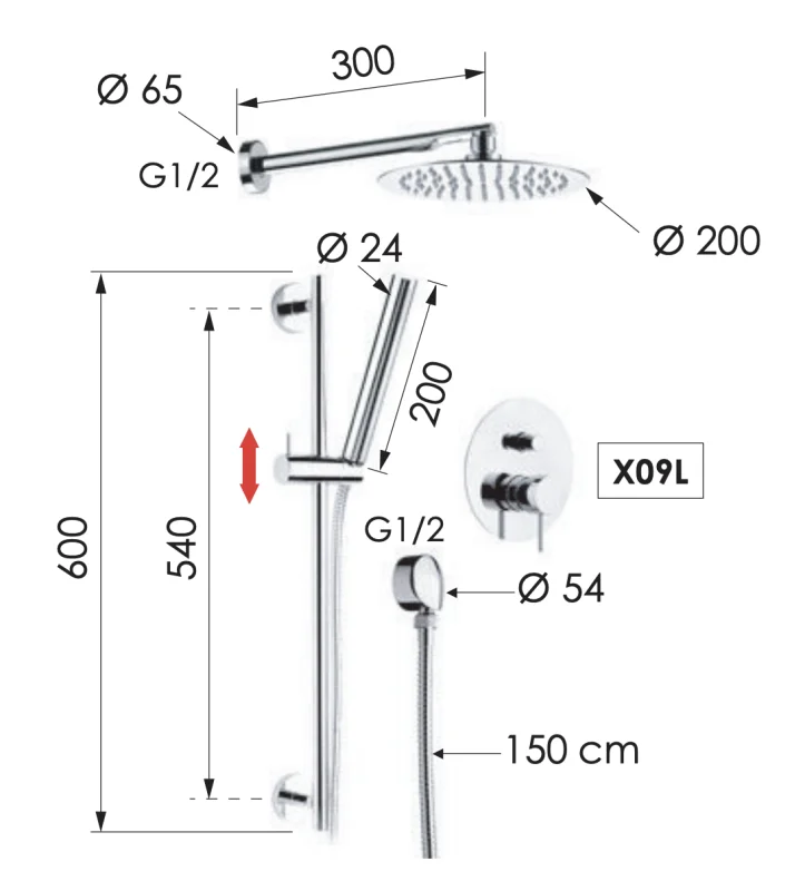 Душевая система Remer X Style X09S01, хром