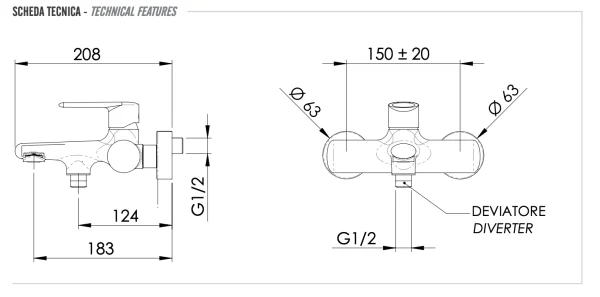 Смеситель для ванны Remer Vanity V05, хром