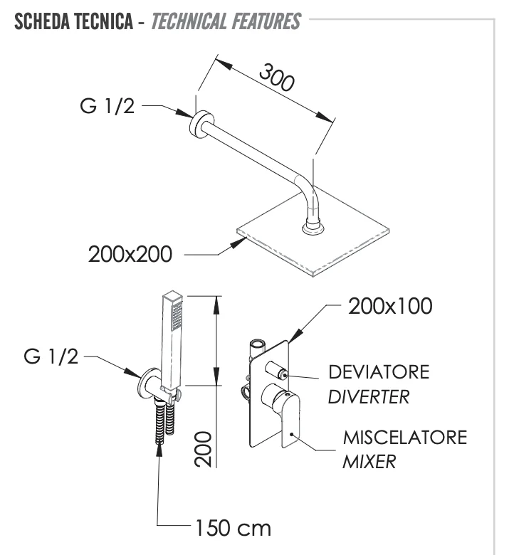 Душевая система Remer Infinity I09S08O, хром