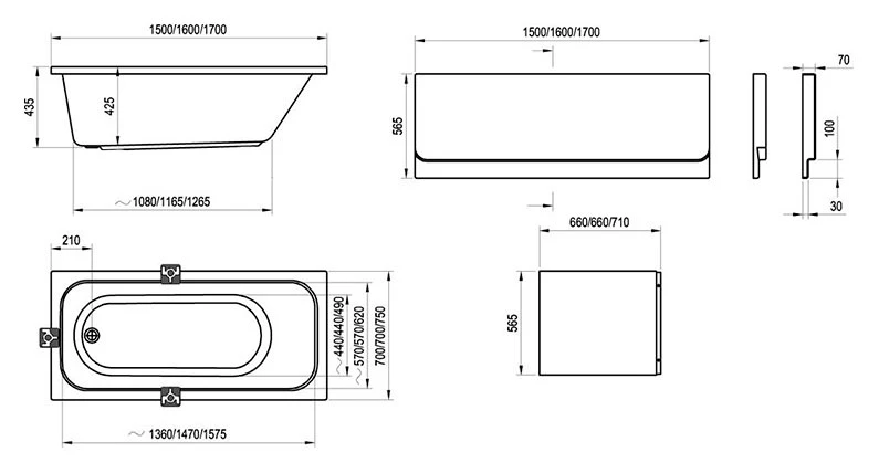 Ванна акриловая Ravak Chrome 160 см