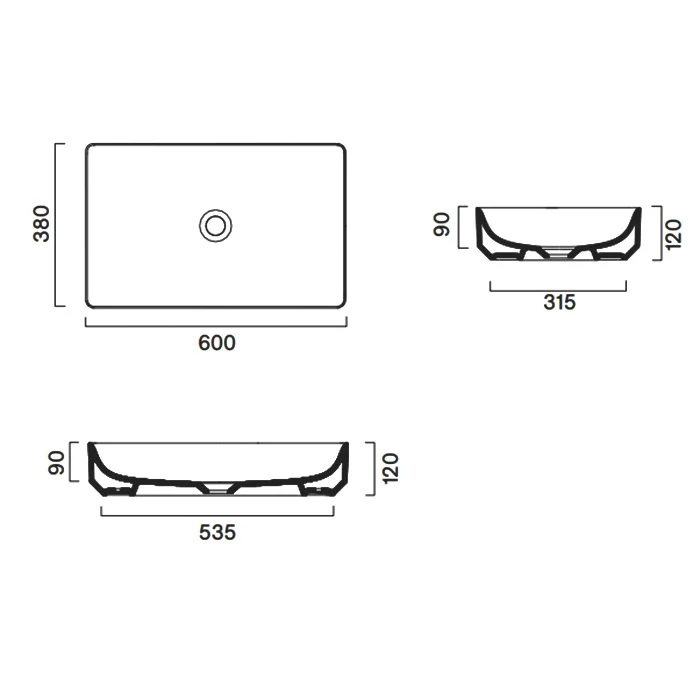 Накладная раковина Catalano Green 60х38, арт.0422600001, белый глянцевый