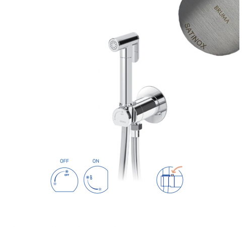 Встроенный смеситель для биде / унитаза, угол открытия 180 °. Ручной душ из латуни - Bruma EloR 145 110 3ST Satinox