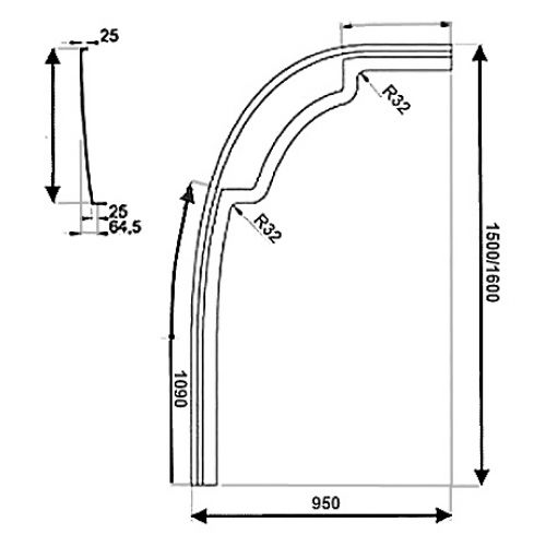 Экран Ravak Rosa 95 L 150 см
