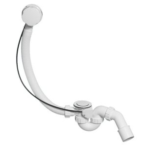 Сифон для ванны (слив-перелив) McAlpine MRB2W-PB, полуавтомат (575мм), белый