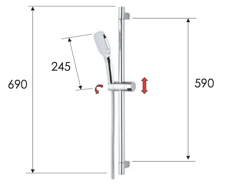 Душевая стойка с ручным душем и шлангом Remer 315R318CP, хром