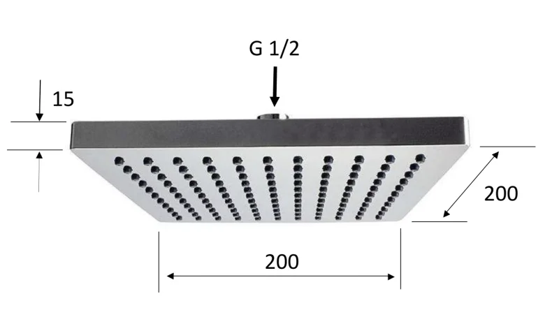 Верхний душ с шарнирным соединением 20 см Remer 356SD20X, хром