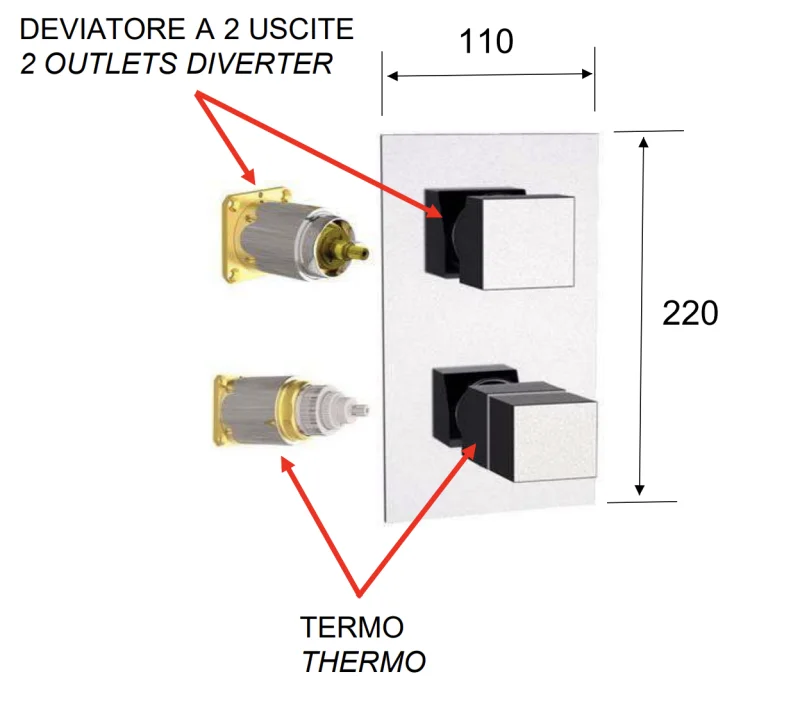Смеситель термостатический для душа Remer Q-Elegance QT92KBVO, состаренная латунь