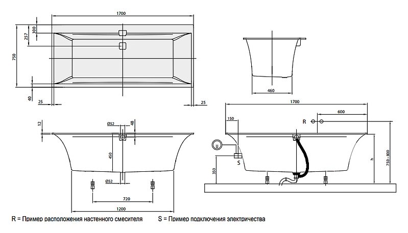 Квариловая ванна Villeroy & Boch Squaro Edge