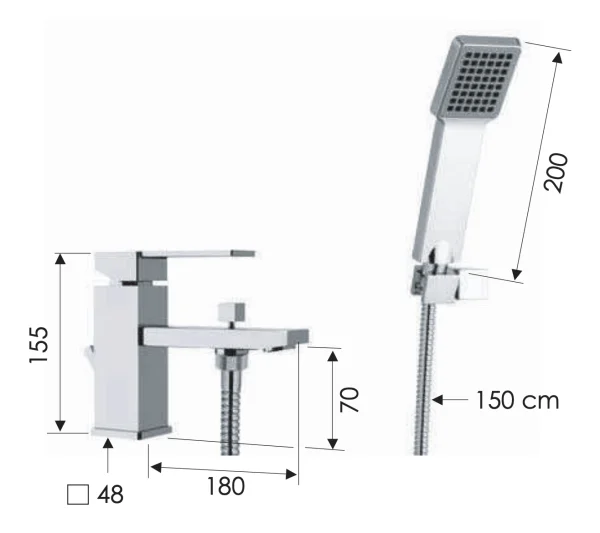 Смеситель для ванны Remer Qubika Q03, хром