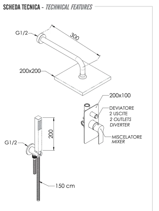Душевая система Remer Energy EY09LS02O, хром