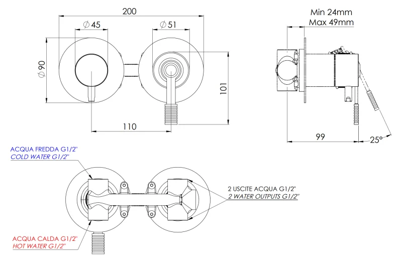 Смеситель для душа Remer Atelier AL92ZPNO, черный матовый