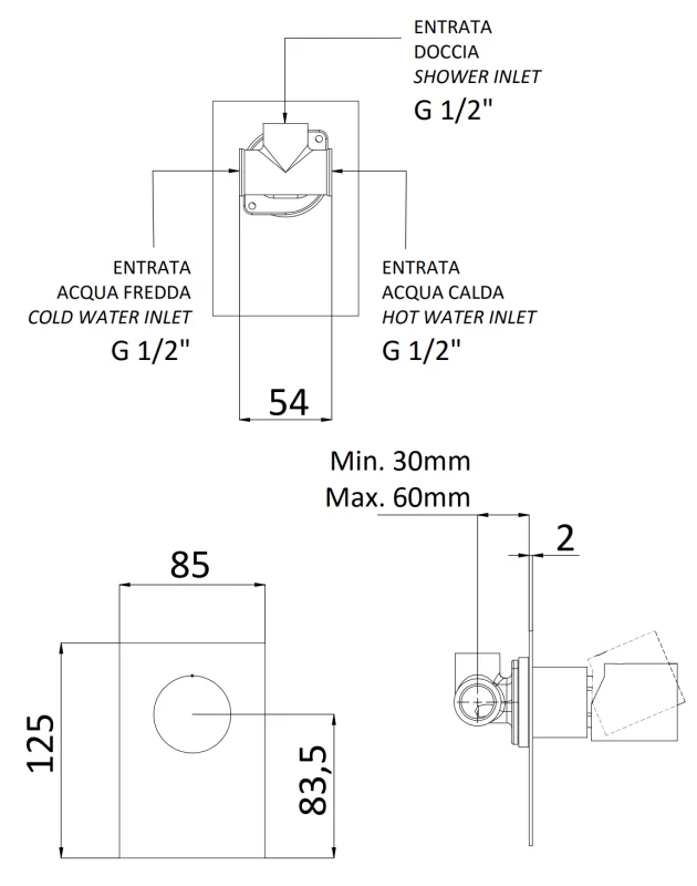 Смеситель для душа Remer Edge EG530NO, черный матовый