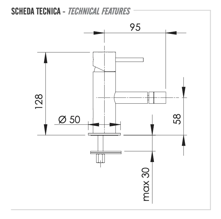 Смеситель для биде Remer X Style X22CFP, черный брашированный хром