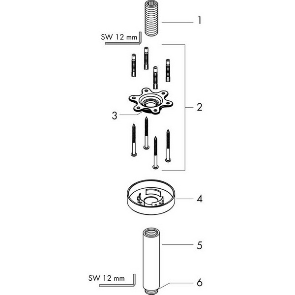 Потолочное подсоединение Hansgrohe S, длина 10 см, хром, 27393000