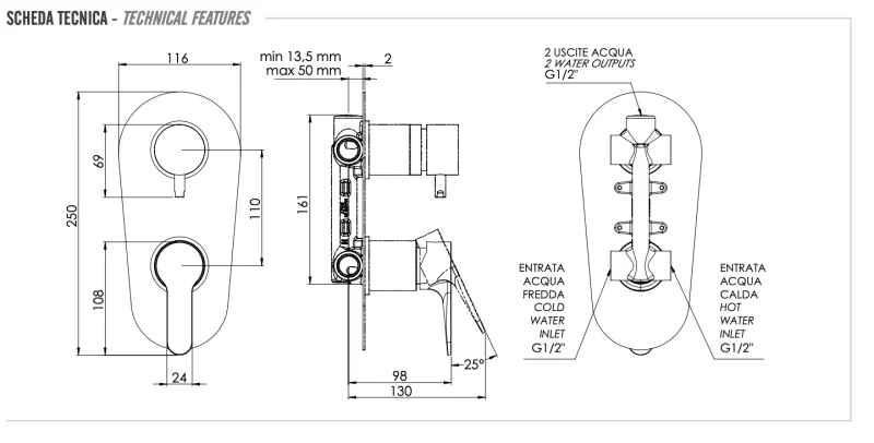 Смеситель для душа Remer Winner W92, хром