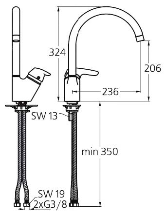 Смеситель Ideal Standard Cerasprint New B7473AA для кухонной мойки, цвет хром