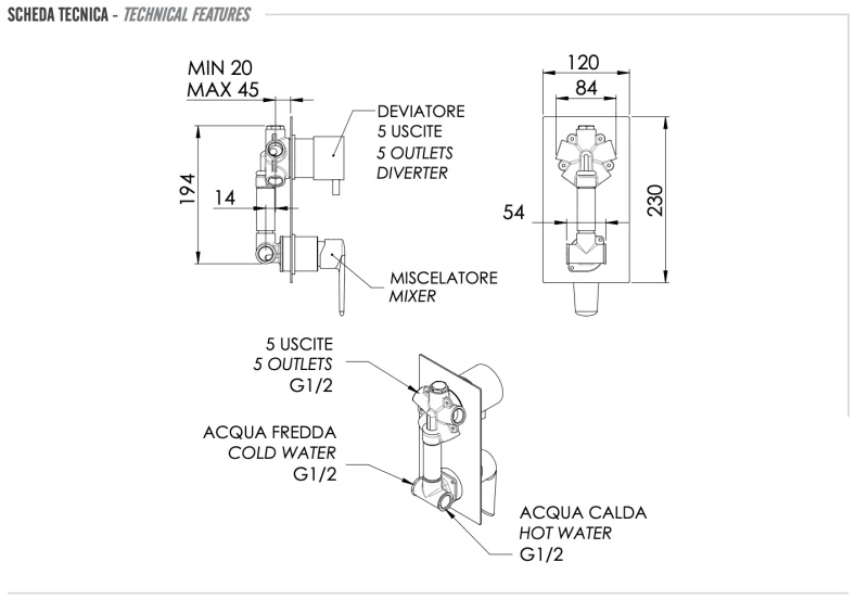 Смеситель для душа Remer Vanity V95, хром