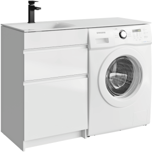Тумба  (без умывальника) под стиральную машину Aqwella Duet 53 напольная белая