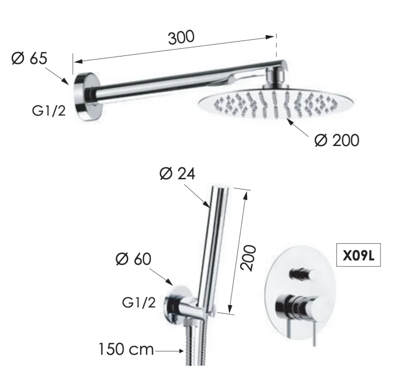 Душевая система Remer X Style X09S02, хром