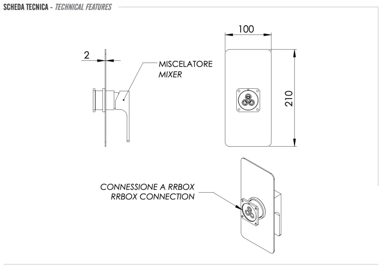 Смеситель .для душа Remer Absolute AU30KBNO, черный матовый