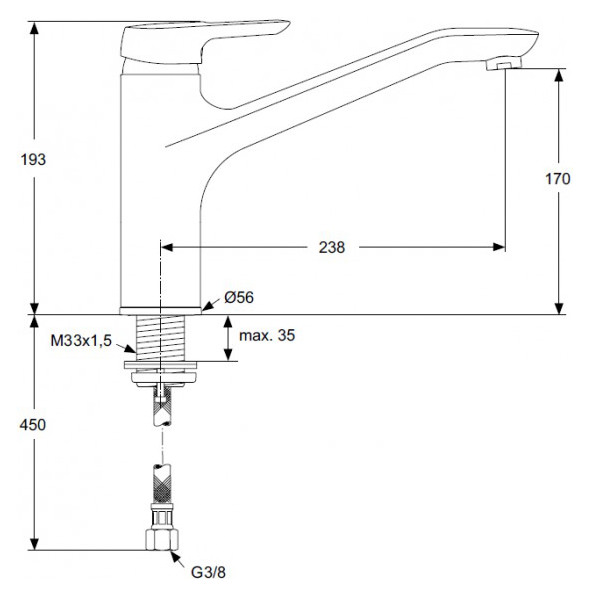Смеситель Ideal Standard CeraMix Blue B9495AA  для кухни, цвет хром
