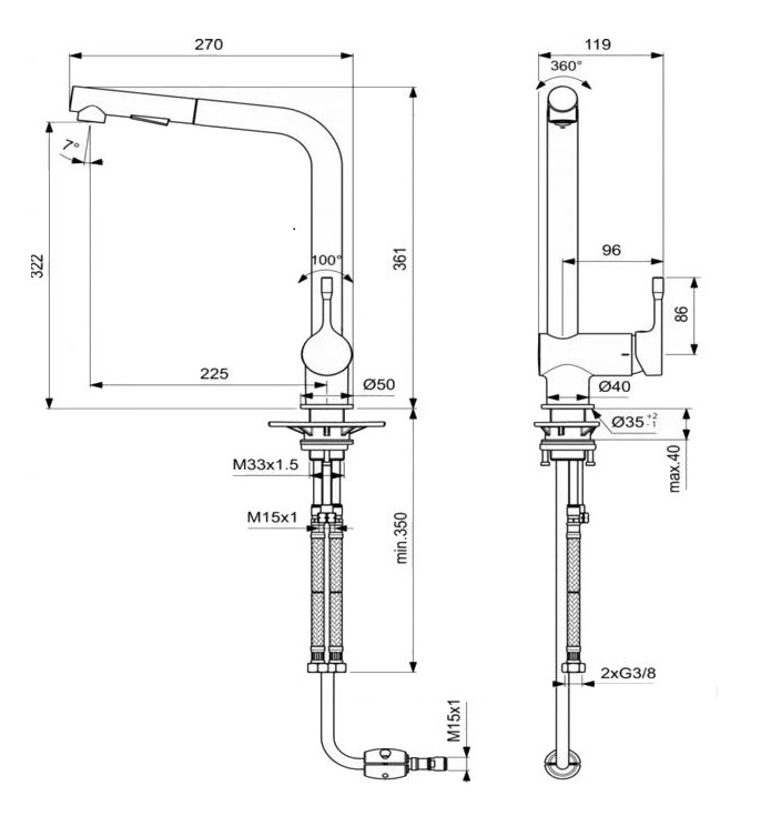 Смеситель Ideal Standard Ceralook для кухонной мойки, хром глянцевый, BC178AA, цвет хром глянцевый