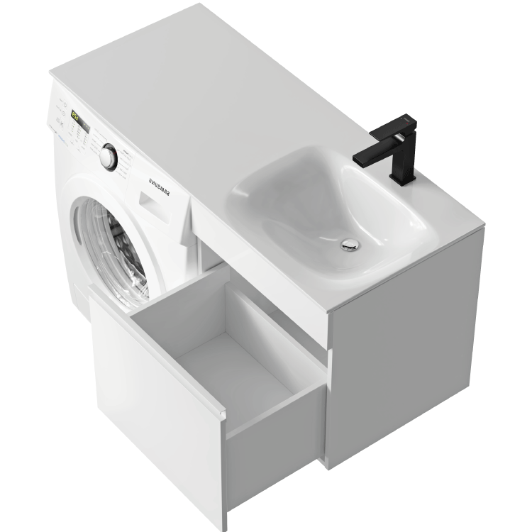 Тумба (без умывальника) под стиральную машину Aqwella Duet 53 подвесная белая