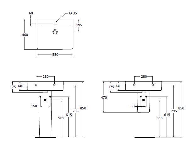 Раковина Ideal Standard Connect Cube E784401 (55 см)