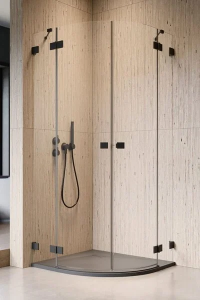 Душевая дверь Radaway Essenza Pro Black PDD 90R, 90 х 200 см, с неподвижной частью, стекло прозрачное, профиль черный, правая, 10095090-54-01R