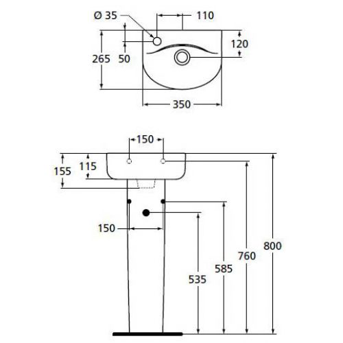 Рукомойник Ideal Standard Connect ARC E791401 35 см
