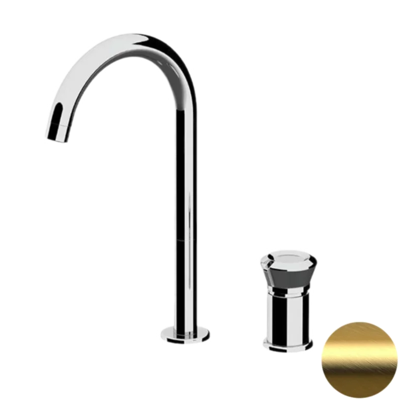 Смеситель для раковины Remer Element ET57LBG, золото брашированное