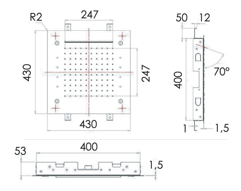 Верхний душ потолочный с подсветкой 43 см Remer 357RS43NC, хром
