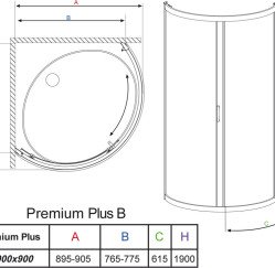 Душевой уголок Radaway Premium Plus B 1900 90x90x190 прозрачное/хром