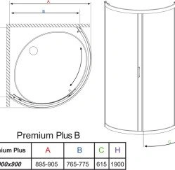 Душевой уголок Radaway Premium Plus B 1900 90x90x190 прозрачное/хром