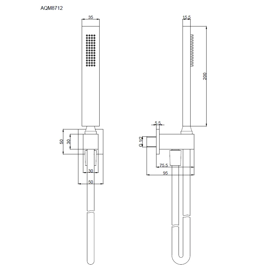 AQM8712CR Savona комплект: выход из стены, лейка латунь, шланг 1500мм, хром