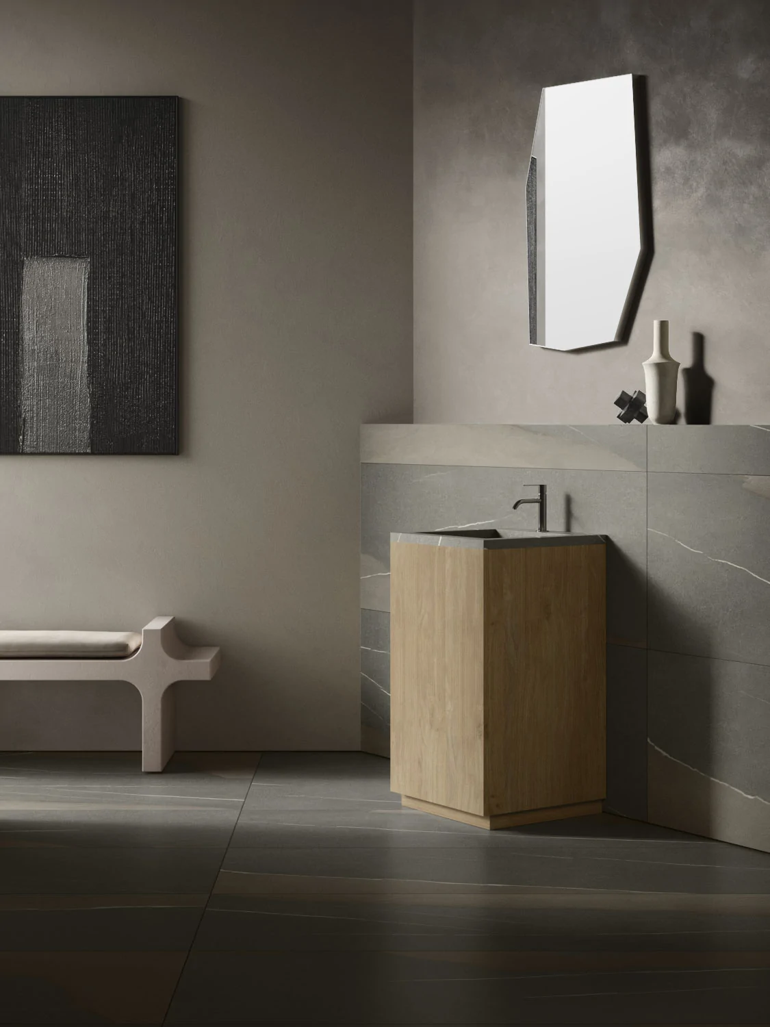 Раковина из керамогранита ITALON HOME Cube Air 50 Wood