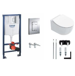 Инсталляция для унитаза Grohe Rapid SL 3 в 1 38772001 с подвесным унитазом Catalano Italy 0711520001, сиденьем и крышкой 0751100001 soft close и креплениями