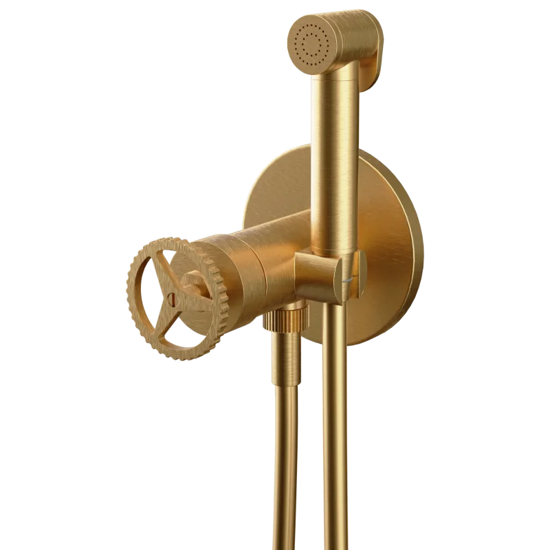 Гигиенический душ со смесителем Remer Chrono CH65WBG, золото брашированное