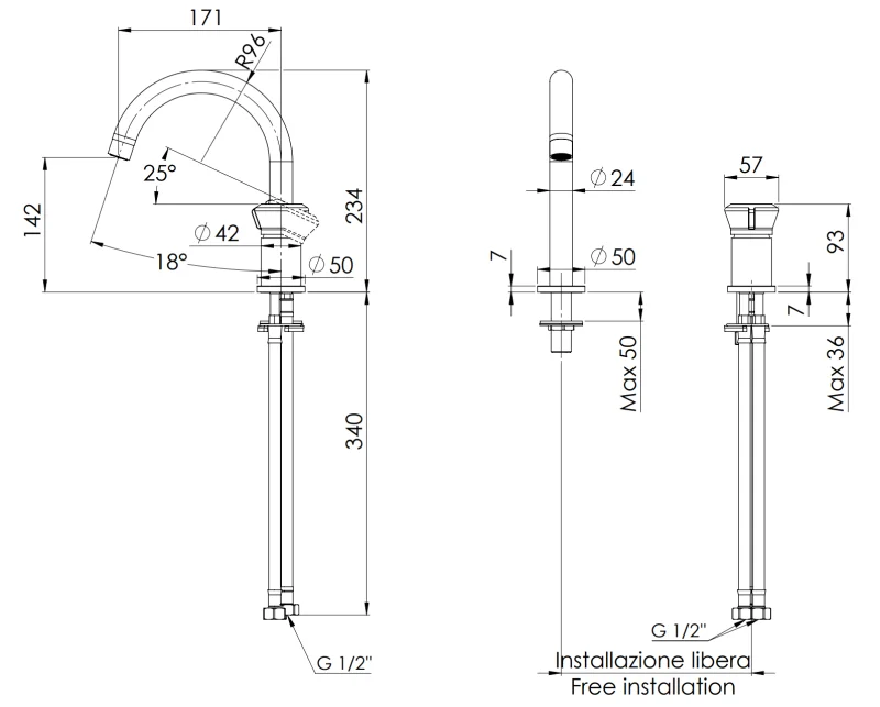 Смеситель для раковины Remer Element ET57NO, черный матовый