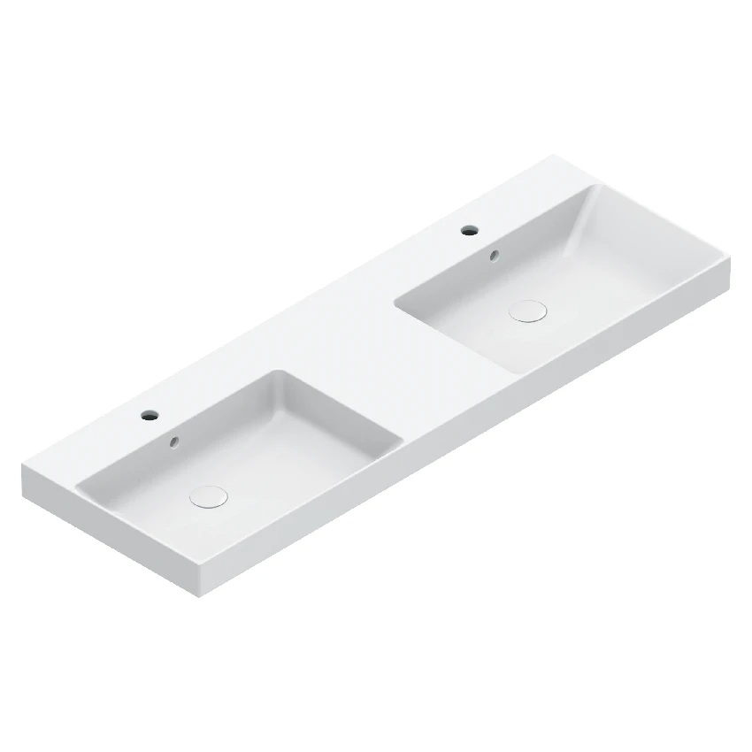 Раковина Catalano Zero 150x50, арт.0121522001, на 2 чаши, с 2 отв. под смеситель, белый глянцевый