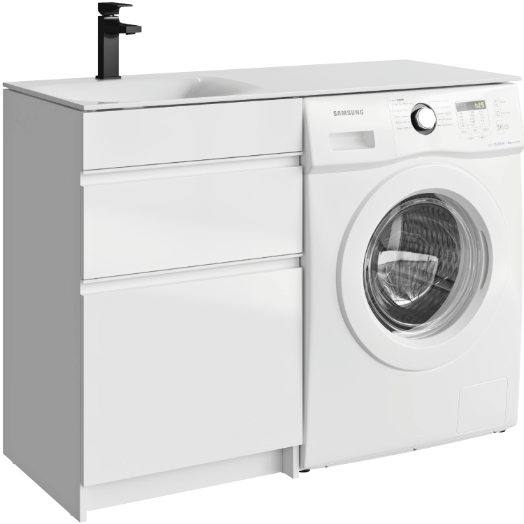 Тумба  (без умывальника) под стиральную машину Aqwella Duet 53 напольная белая