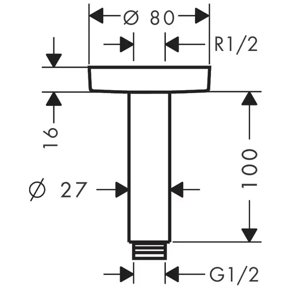Потолочный держатель верхнего душа Hansgrohe 300мм хром