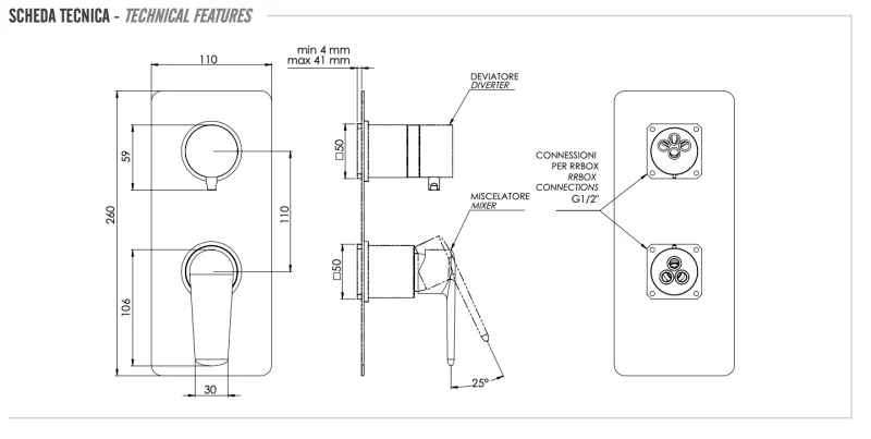 Смеситель для душа Remer Vanity V93KB, хром