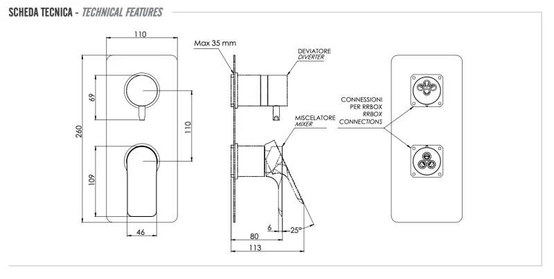 Смеситель для душа Remer Infinity I93KBVO, состаренная латунь