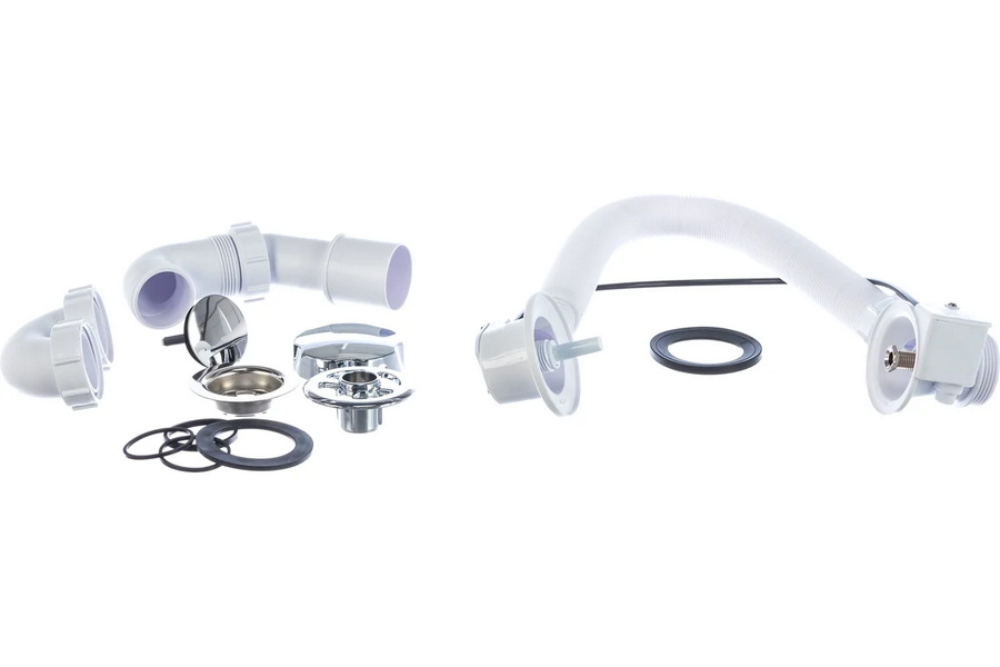 Сифон для ванны (слив-перелив) McAlpine MRB2C-PB, полуавтомат (575мм), хром