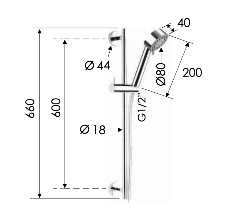 Душевая стойка с ручным душем и шлангом Remer 317M319MO, хром