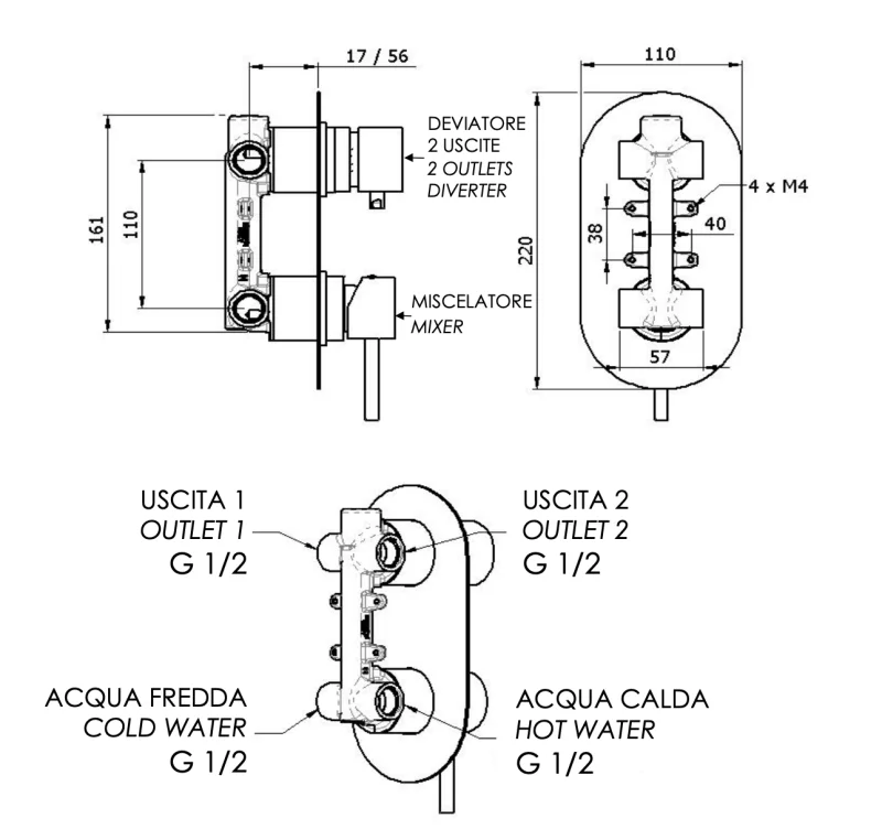 Смеситель для душа Remer X Style X92, хром