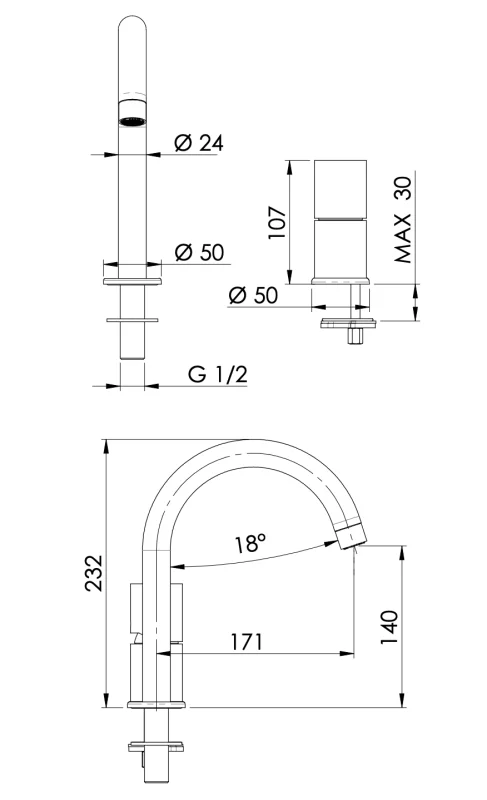 Смеситель для раковины Remer Edge EG557CFP, черный брашированный хром